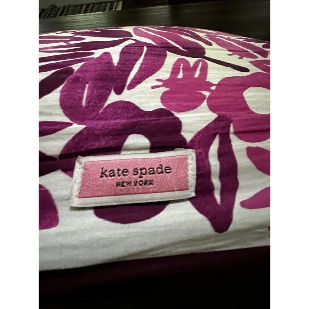 Kate Spade Decor Pillow Inkset Floral Cotton Silk & goose insert pink purple
